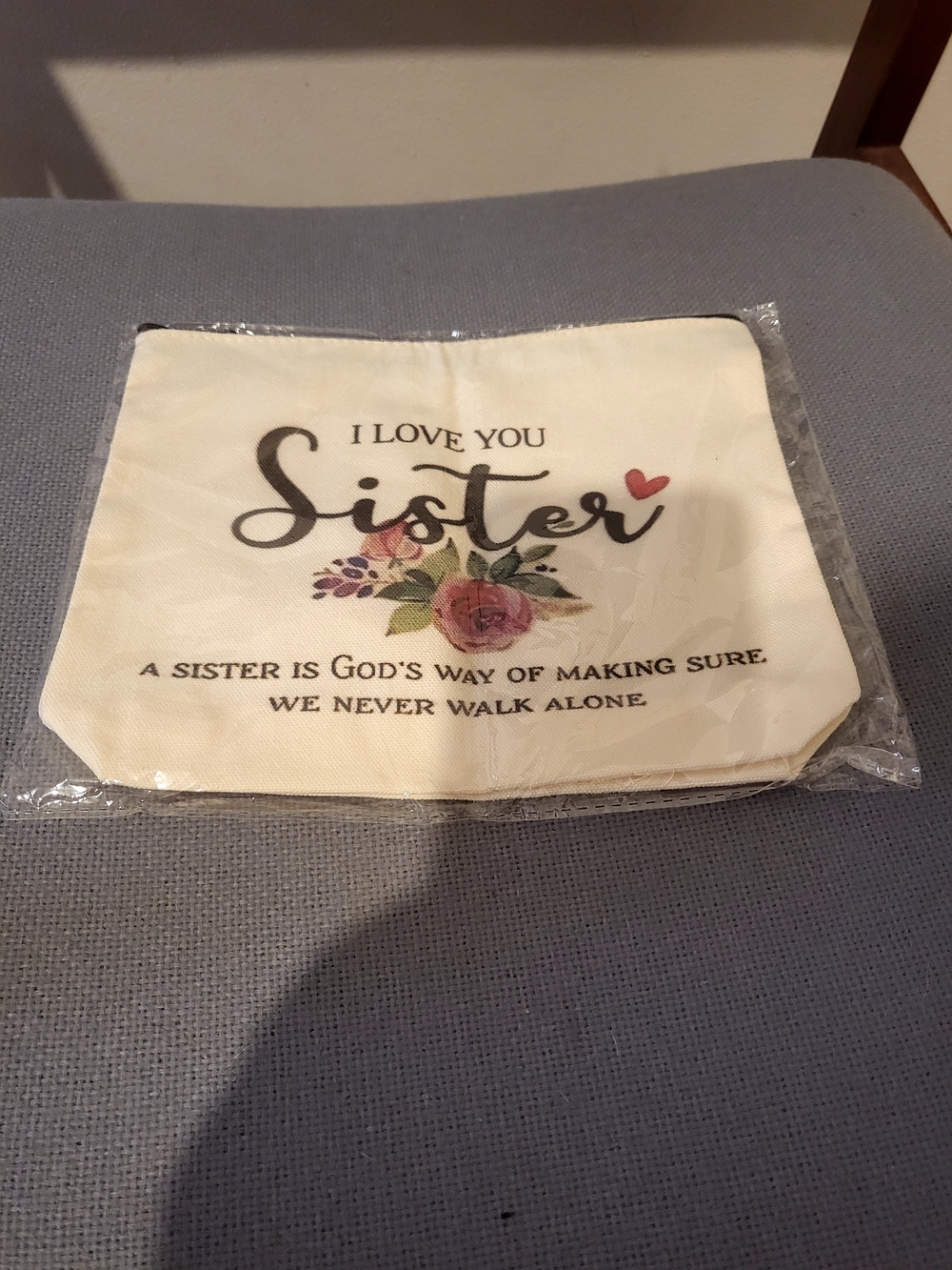 I Love You Sister Floral Canvas Pouch